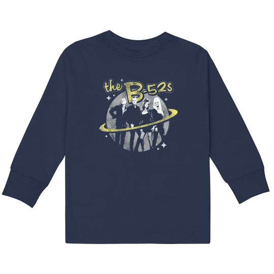 The B-52's Logo and Planet Navy Heather  Kids Long Sleeve T-Shirts