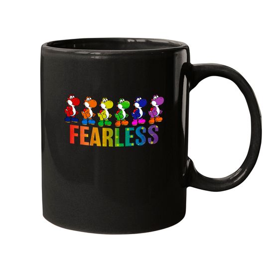 Super Mario Pride Yoshi Fearless Rainbow Line Up Unisex Mug Adult Mugs