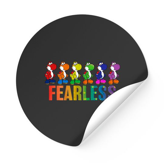 Super Mario Pride Yoshi Fearless Rainbow Line Up Unisex Sticker Adult Stickers