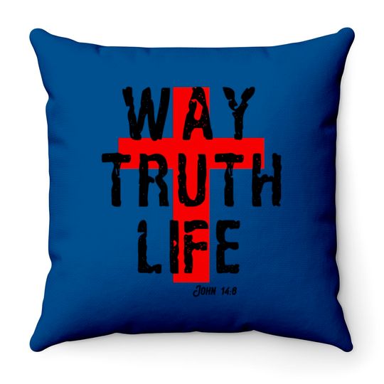 Way Truth Life Christian Cross Throw Pillows