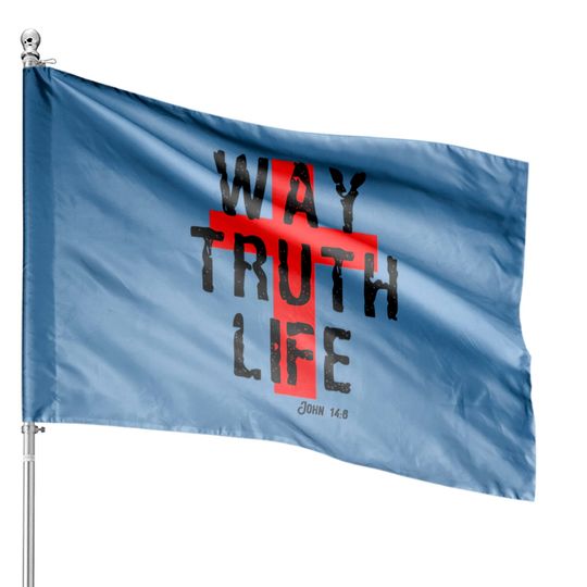 Way Truth Life Christian Cross House Flags