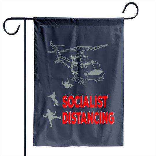 Funny Pilot Socialist Distancing Helicopter Gifts Garden Flags