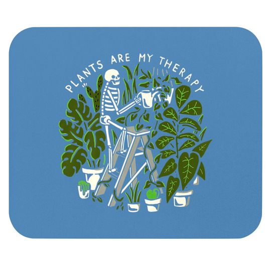 Skeleton Gardener Plants Are My Therapy Gardening Premium Mouse Pads
