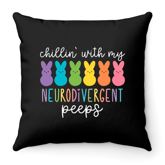Chillin With My Neurodivergent Peeps Throw Pillows, Special Education Throw Pillow, Autism Throw Pillow, Awareness Day Throw Pillow, Autism Mom Throw Pillow, Autistic Throw Pillow