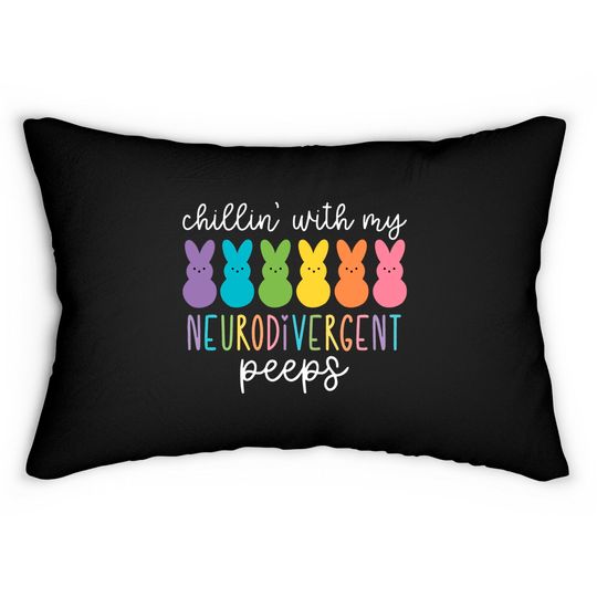 Chillin With My Neurodivergent Peeps Lumbar Pillows, Special Education Lumbar Pillow, Autism Lumbar Pillow, Awareness Day Lumbar Pillow, Autism Mom Lumbar Pillow, Autistic Lumbar Pillow