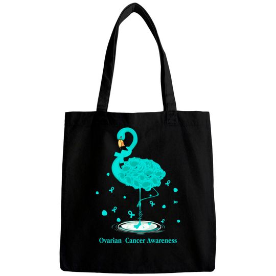 Ovarian Cancer Awareness Teal Ribbon Flamingo Bags