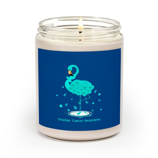 Ovarian Cancer Awareness Teal Ribbon Flamingo Scented Candles