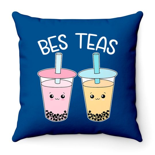 Bes Teas-Besties Bubble-Tea Cute Boba-Best-Friends Throw Pillows