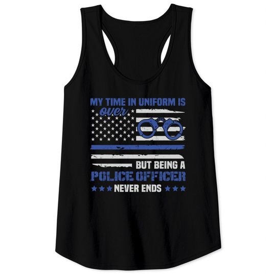 Retired Police Law Enforcement Thin Blue Line Tank Tops