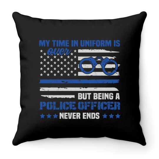 Retired Police Law Enforcement Thin Blue Line Throw Pillows