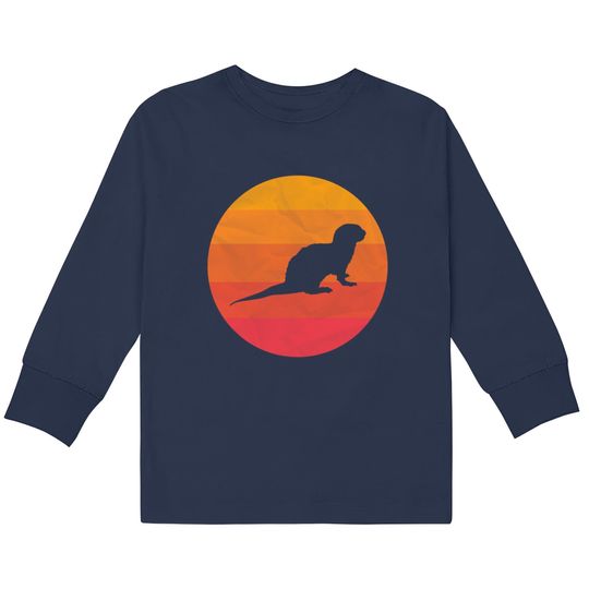 Retro Vintage River Otter - River Otter -  Kids Long Sleeve T-Shirts