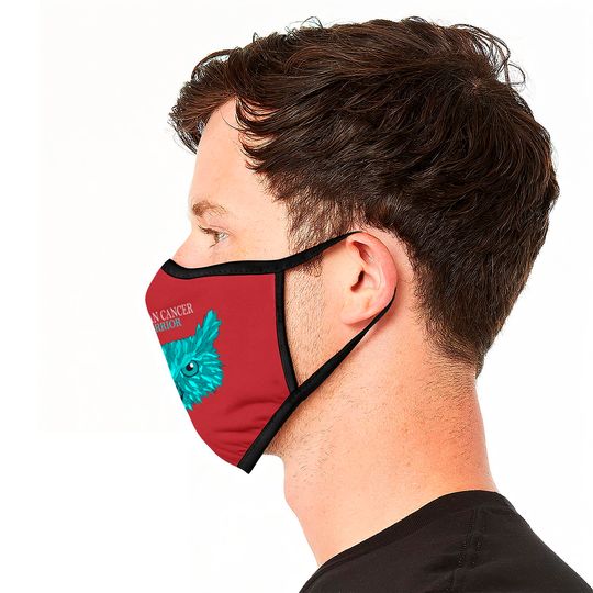 Ovarian Cancer Warrior Teal Ribbon Face Masks