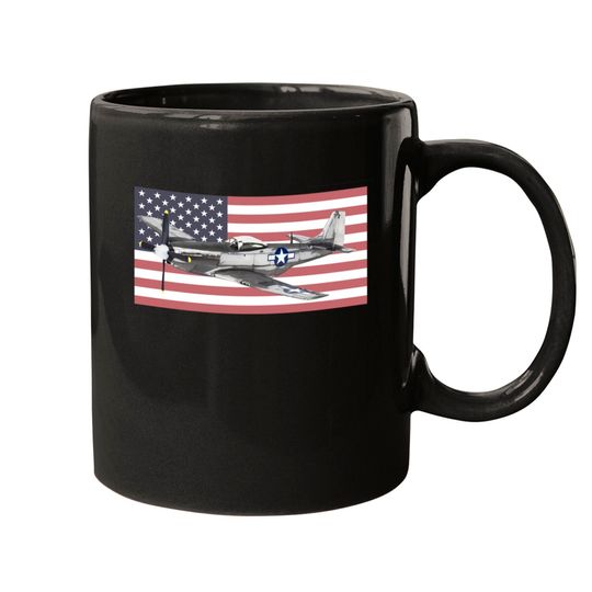 P-51 Mustang USAF USAAF WW2 WWII Fighter Plane Aircraft - P 51 Mustang - Mugs