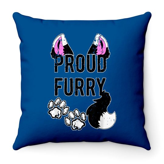 Proud Furry  Furries Tail and Ears Cosplay Throw Pillows