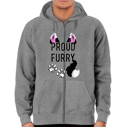 Proud Furry  Furries Tail and Ears Cosplay Zip Hoodies