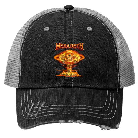 Vintage Mushroom Cloud Vic Glow Megadeth Trucker Hats, Megadeth Trucker Hat, Trucker Hat For Megadeth Fan, Streetwear, Music Tour Merch, 2022 Band Tour Trucker Hat