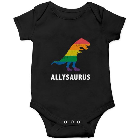 Allysaurus dinosaur in rainbow flag for ally LGBT pride - Gay Ally - Onesies