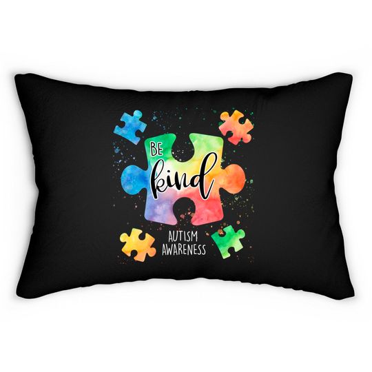 Be Kind Puzzle Pieces Cute Autism Awareness Lumbar Pillows