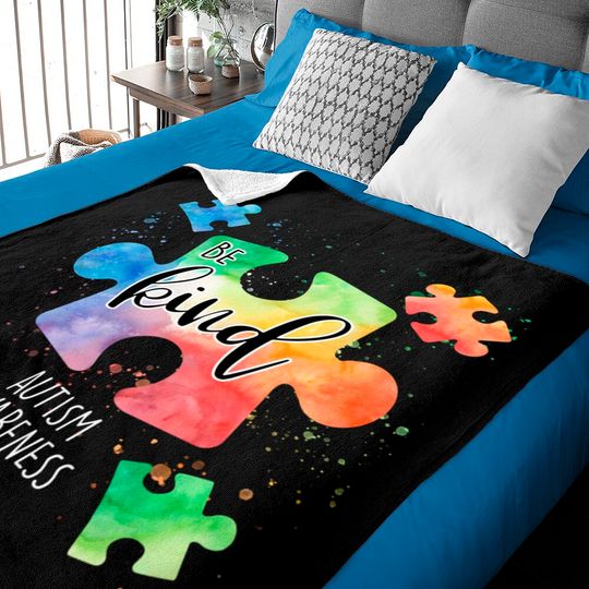 Be Kind Puzzle Pieces Cute Autism Awareness Baby Blankets