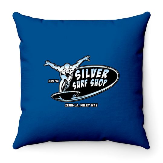 Silver Surf Shop (Black Print) - Silver Surfer - Throw Pillows