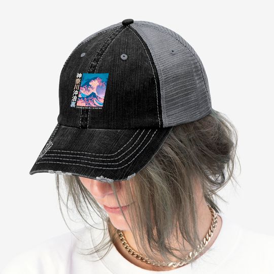 Japanese Wave Vintage Streetwear Aesthetic Trendy Trucker Hats