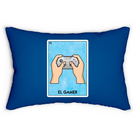 El Gamer Mexican Loteria Bingo - Funny Video Game Player Playing - El Gamer - Lumbar Pillows