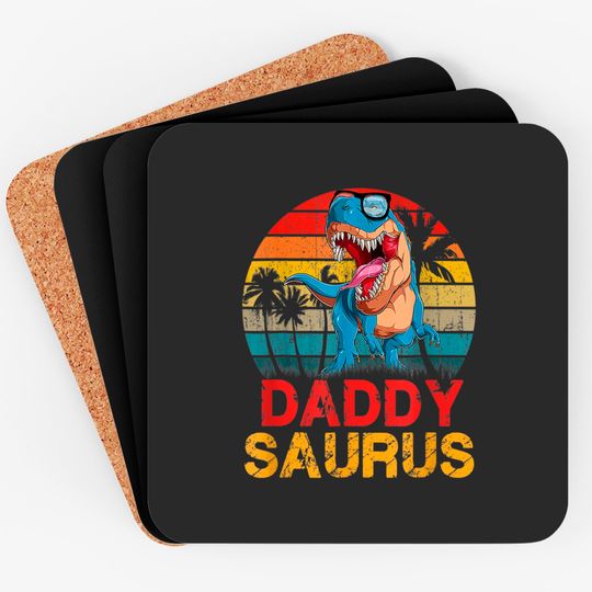 Daddysaurus Coaster Daddy Saurus Rex Gift For Dad Coasters