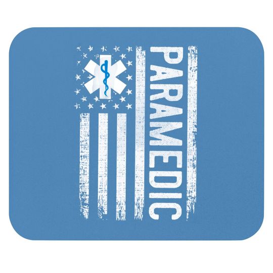 Paramedic Mouse Pads, American Flag Paramedic Gift, EMT Mouse Pads