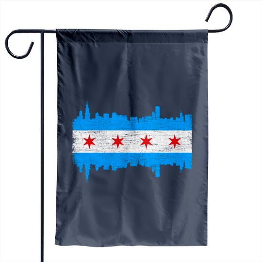 Chicago City Flag Skyline Vintage Retro - Chicago City Flag - Garden Flags