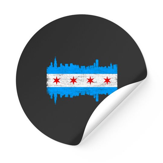 Chicago City Flag Skyline Vintage Retro - Chicago City Flag - Stickers