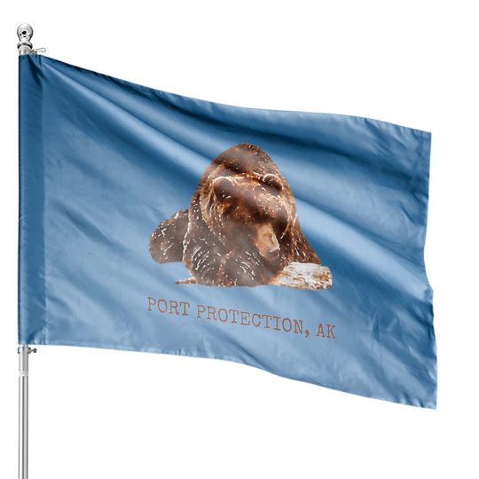 Port Protection Brown Grizzly Bear In Snow Alaska Pacific NW House Flags Hoodies