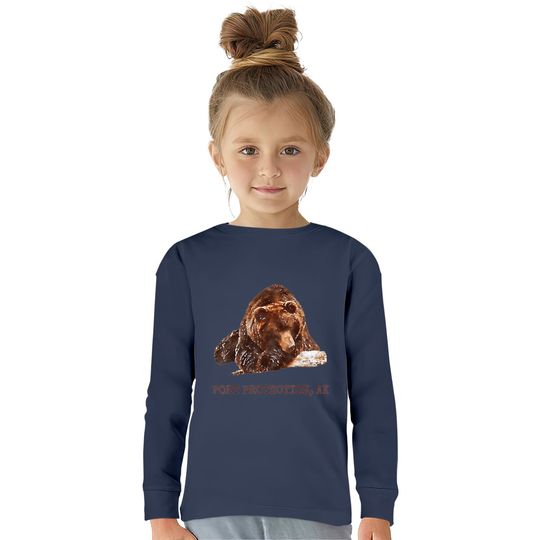 Port Protection Brown Grizzly Bear In Snow Alaska Pacific NW  Kids Long Sleeve T-Shirts Hoodies