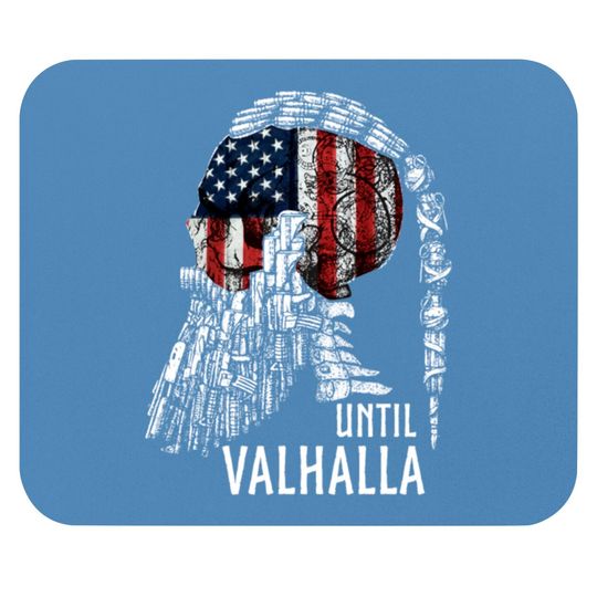 Until Valhalla, Vikings, Viking with US Flag Mouse Pads