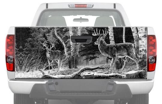 DEER IN FOREST Black & White Tailgate Graphic
