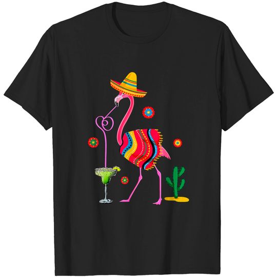 Flamingo Drinking Margarita T Shirt