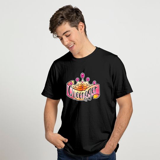 queenager tattoo banner and tiara - Queen Birthday - T-Shirt