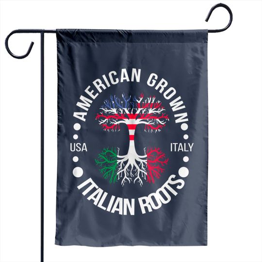 American Grown Italian Roots Patriotic USA Flag - Italian American - Garden Flags