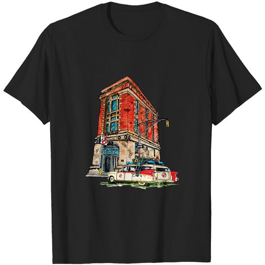Ecto- 1 / Firehouse, Hook & Ladder Company 8 - Ghostbusters - T-Shirt