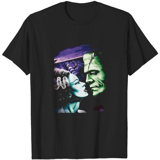 Bride of Frankenstein Monsters in Love - Horror - T-Shirt