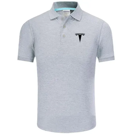 Tesla Logo Car Man's Embroidered Polo Shirt Summer Wear Clothing Top T-Shirt