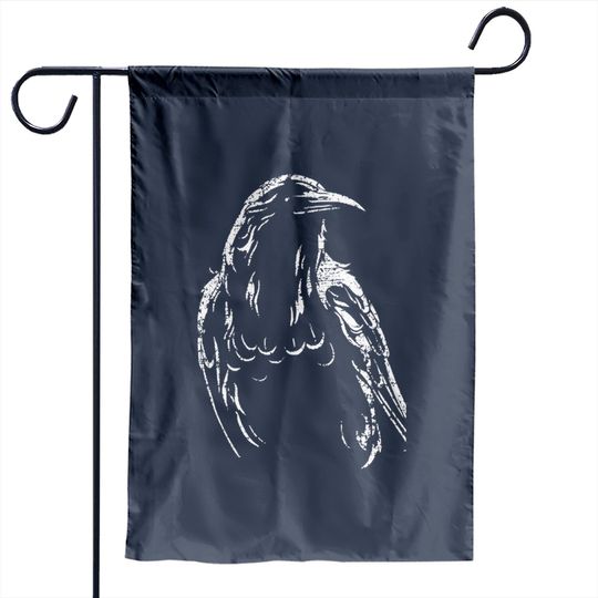 Crow Garden Flags - Raven Garden Flag - The black bird says Caw Caw - Big bold Raven Garden Flag - The Crows Fly by Night