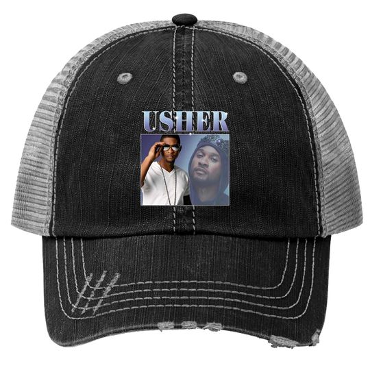 Usher My Way Black New Official Merch Cotton Men Trucker Hats