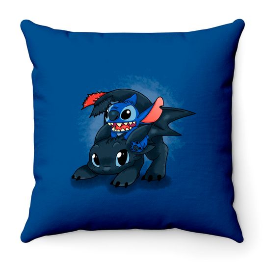 Stitch Toothless Crossover - How To Train Your Dragon - Throw Pillows