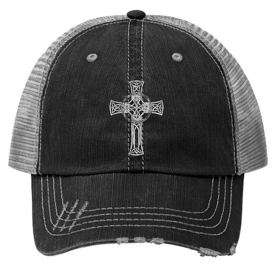 Classic Distressed Irish Gaelic Celtic Cross Trucker Hats