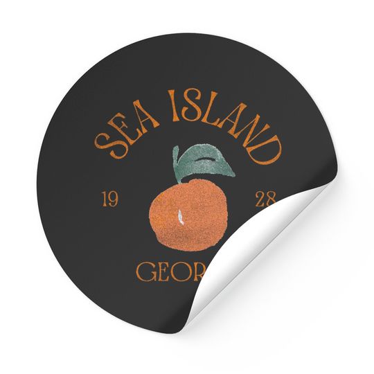 Sea Island Vintage Style Unisex Stickers | Sea Island Georgia Peach Crewneck | Sea Island Distressed Stickers