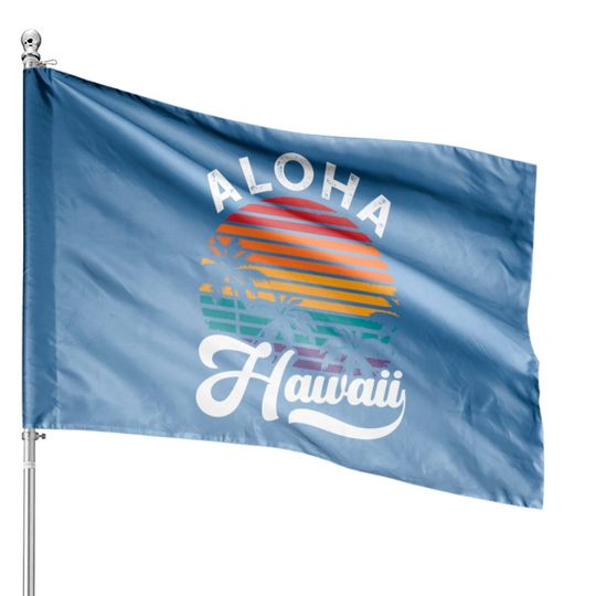 Aloha Hawaii House Flags Retro Vintage Sunset - Aloha Hawaii - House Flags