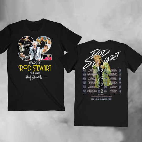 Rod Stewart 2022 Concert Tour T-Shirt, 62 Years Of Rod Stewart 1960 - 2022 T-Shirt