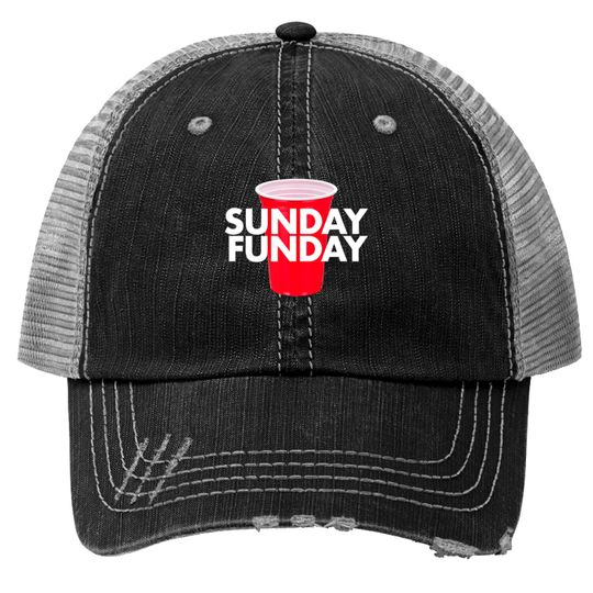 Sunday Funday Day Drinking Red Cup Beer Alcohol Trucker Hats