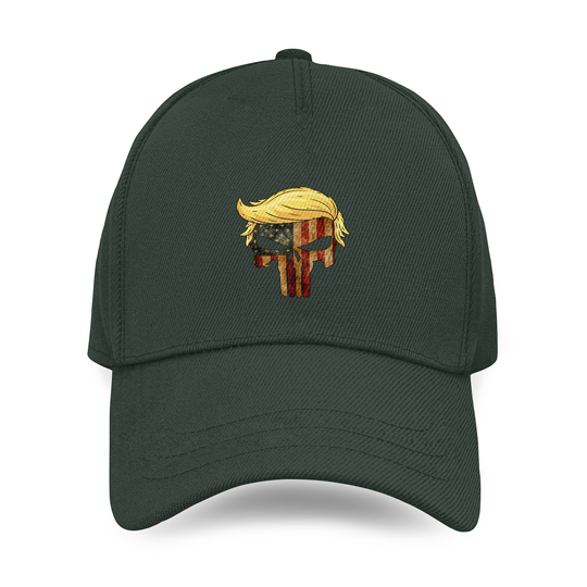 Trump Hair Skull 4th Of July Us Flag Trump Gift Baseball Cap