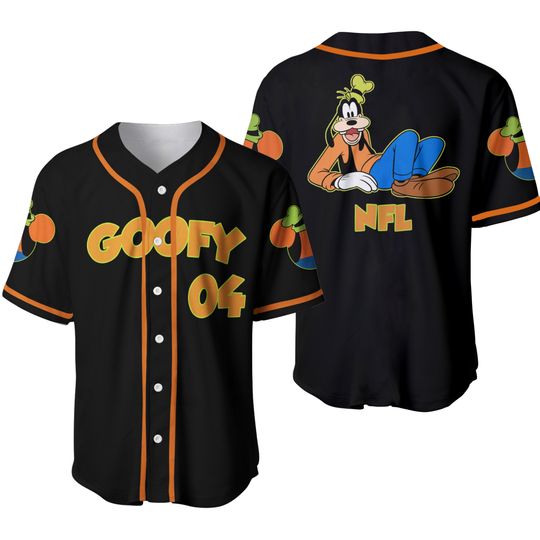 Chilling Goofy Dog Black Disney Custom Baseball Jersey